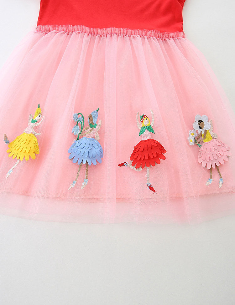 Cute Fairy Embroidered Tulle Dress