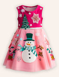 Christmas Snowman Applique Tulle Dress