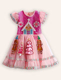 Gingerbread House Applique Tulle Dress