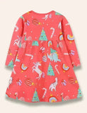 Christmas Unicorn Printed Dress