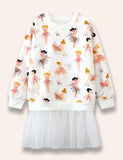 Tulle Skirt Ballet Girl Printed Sweatshirt+Pink Leggings