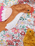 Cute Hen Chicken Appliqué Floral Dress