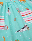 Ice Cream Cat Printed Pocket Dress