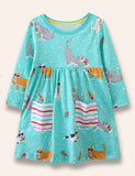 Ice Cream Cat Printed Pocket Dress