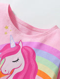 Cartoon Rainbow Unicorn Printed Tulle Dress