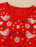 Cute Birdy Embroidered Tulle Dress