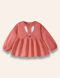 Rabbit Embroidered Sweatshirt Dress Set