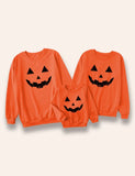 Halloween Pumpkin Smile Printed Family Matching Sweatshirt