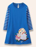 Cartoon Owl Appliqué Dress