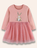 Cartoon Bunny Appliqué Tulle Dress