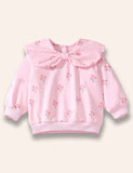 Flower Printed Big Bow Sweatshirt Set