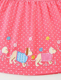 Dachshund Appliqué Dotted Dress