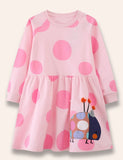 Ladybug Appliqué Dotted Sweatshirt Dress