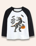 Halloween Cartoon Dinosaur Printed Long Sleeve T-Shirt