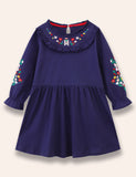 Flower Embroidered Ruffled Dress