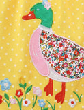 Floral Duck Appliqué Dotted Dress