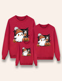 Halloween Cartoon Ghost Printed Family Matching Sweatshirt