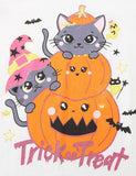 Halloween Cartoon Cat Pumpkin Long Sleeve Ruffled T-Shirt