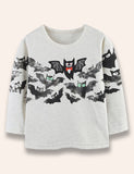 Halloween Multi Bat Printed Long Sleeve T-Shirt