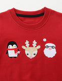 Christmas Penguin Reindeer Santa Claus Appliqué Sweatshirt