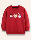 Christmas Penguin Reindeer Santa Claus Appliqué Sweatshirt