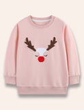 Christmas Fluffy Reindeer Embroidered Sweatshirt