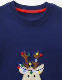 Christmas Lampion Reindeer Appliqué Sweatshirt