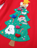 Cute Puppy Christmas Tree Appliqué Dress