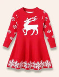 Christmas Snowflake Reindeer Sweater Dress