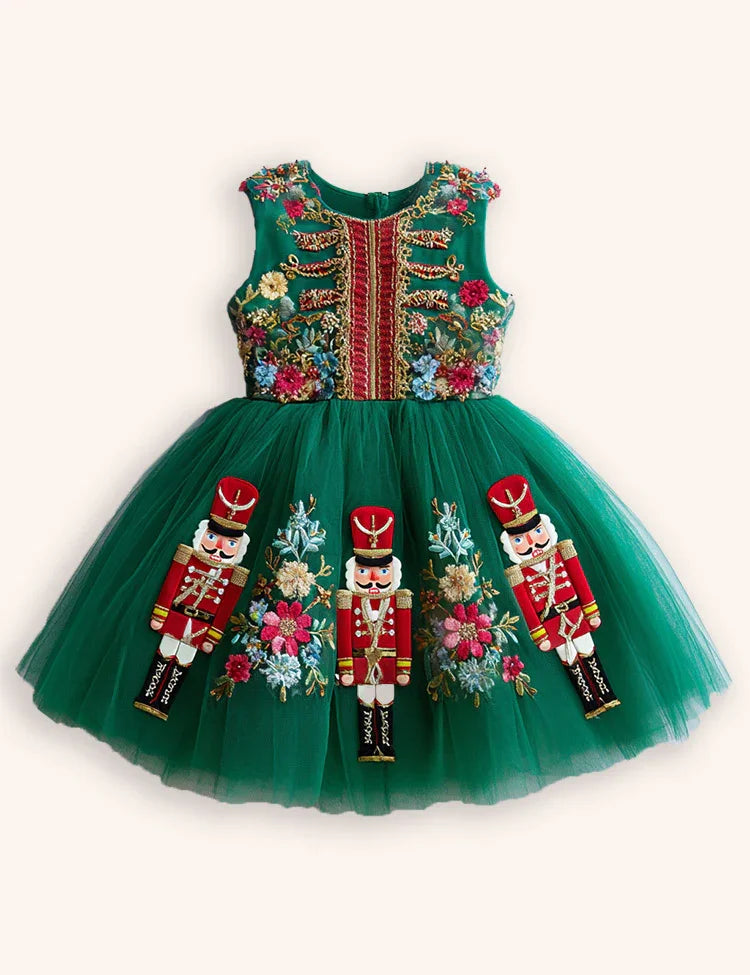 Clearance Sale - Nutcrackers Velour Tulle Appliqué Dress