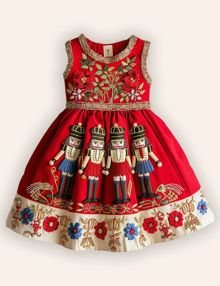 Christmas Nutcracker Embroidery Dress