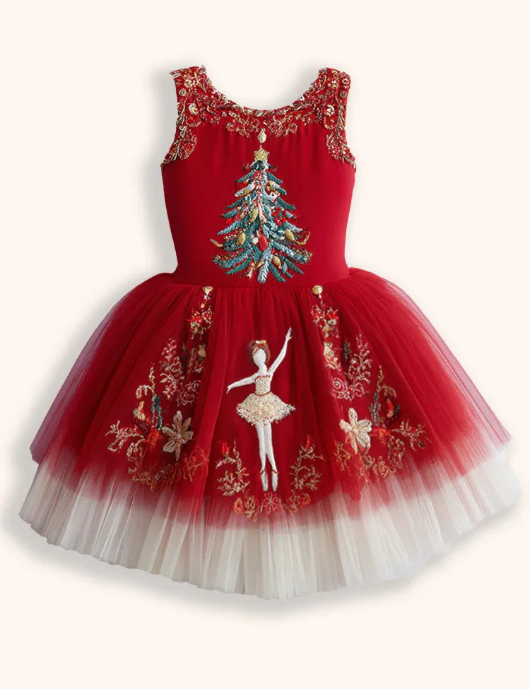 Christmas Ballet Tulle Appliqué Dress