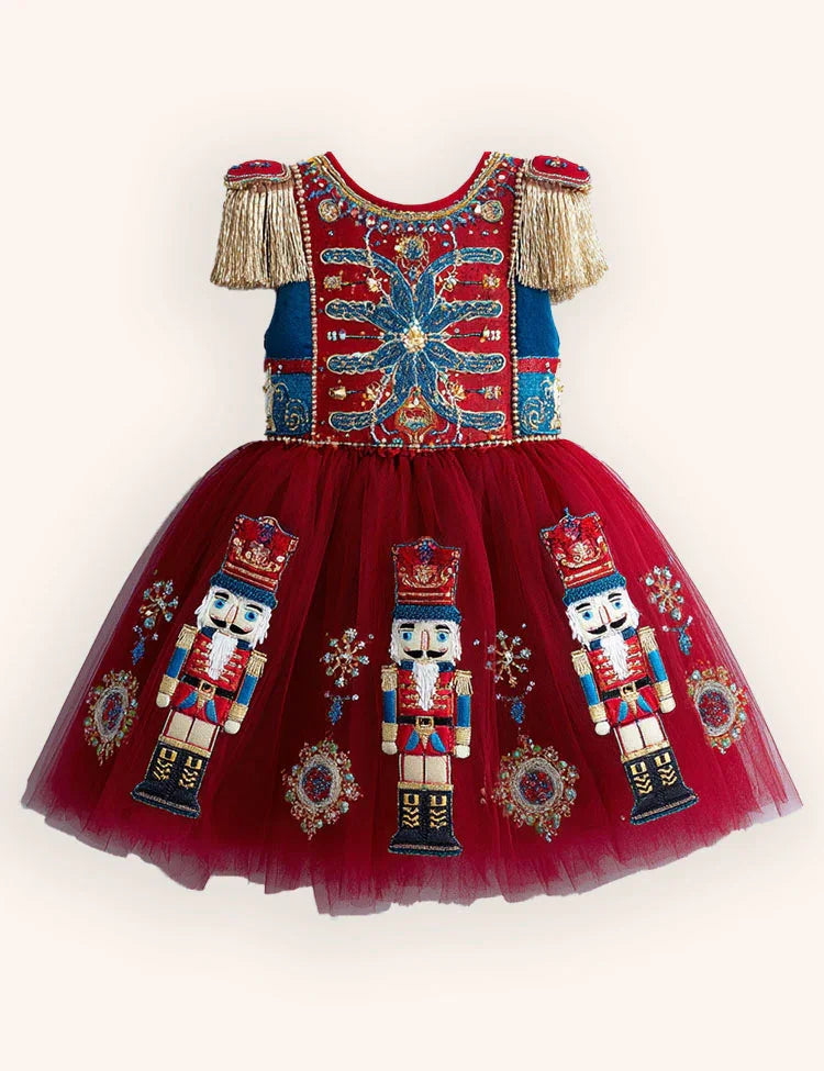 Clearance Sale - Nutcrackers Velour Tulle Appliqué Dress