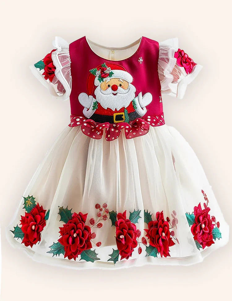 Christmas Santa Embroidery Tulle Dress