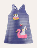 Animal Appliqué Striped Dress