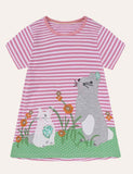 Animal Appliqué Striped Dress - Mini Taylor