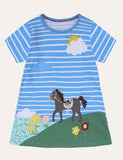 Animal Appliqué Striped Dress - Mini Taylor