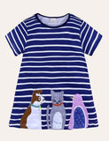 Animal Appliqué Striped Dress - Mini Taylor