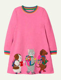 Animal Friends Appliqué Long Sleeve Dress - Mini Taylor