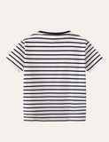 Animal Friends Striped Appliqué T-shirt - Mini Taylor