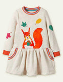 Appliqué Sweatshirt Dress Highland Green Cats - Mini Taylor