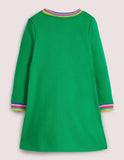 Appliqué Sweatshirt Dress Highland Green Cats - Mini Taylor