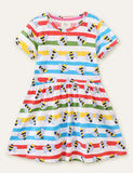 Bee Print Striped Dress - Mini Taylor