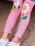 Bee&Flower Appliqué Knitted Striped Leggings - Mini Taylor