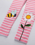 Bee&Flower Appliqué Knitted Striped Leggings - Mini Taylor