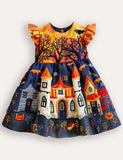 Halloween Haunted House Appliqué Dress