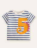 Dinosaur Digital Appliqué Striped T-shirt