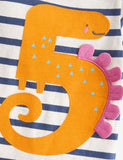 Dinosaur Digital Appliqué Striped T-shirt - Mini Taylor