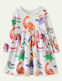 Dinosaur Print Long Sleeve Dress - Mini Taylor