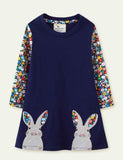 Easter Bunny Appliqué Long Sleeve Dress - Mini Taylor